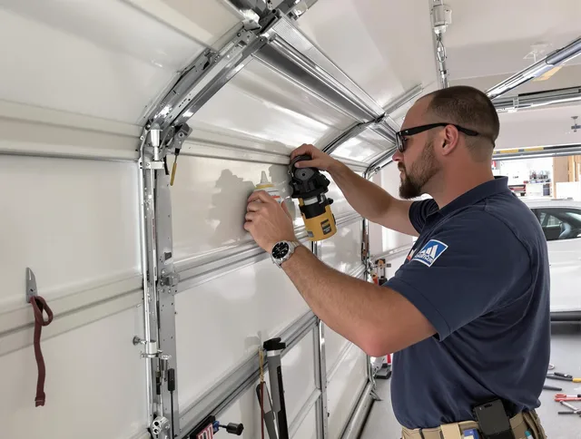 Brighton Garage Door Repair technician quieting a noisy garage door in Brighton