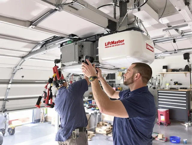 Brighton Garage Door Repair technician performing advanced diagnostics on garage opener in Brighton