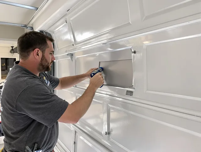 Garage door panel repair by Brighton Garage Door Repair in Brighton